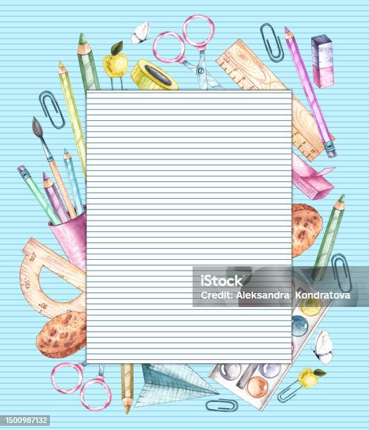 Rectangular Image School Or Header Back To School Rectangular Template Stock Illustration - Download Image ...