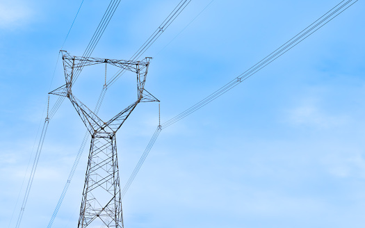 Photo of electric power transmission tower.