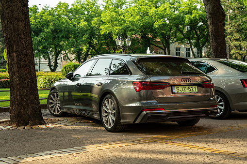 Audi A6 avant quattro (C8, Typ 4K, 2018) back0side view is parked in Subotica, Serbia, 21.06.2023