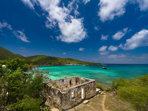 View of the ruins at Little Lameshur Beach, St John, United States Virgin Islands