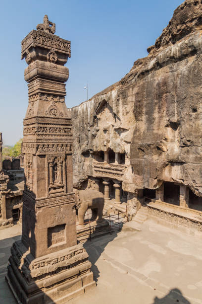 Pillar at Kailasa Temple in Ellora, Maharasthra state, Ind