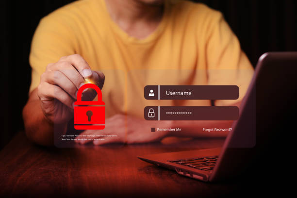 Cyber security and Security password login online concept Hands typing and entering username and password of social media, log in with smartphone to an online bank account, data protection hacker seguridad cibernética y seguridad contraseña de inicio de sesión en línea concepto manos escribiendo e ingresando nombre de usuario y contraseña de redes sociales, inicie sesión con un teléfono inteligente en una cuenta bancaria en línea, hacker de