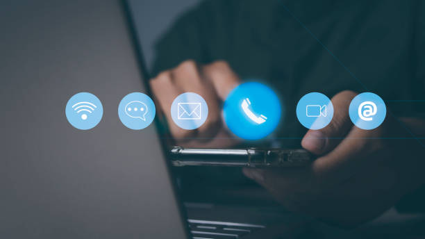 istock CONTACT US, Man using phone support hotline people connect customer service. 1501026954