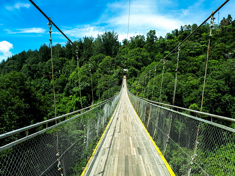 Situ Gunung Suspension Bridge over the Java Mountains of Indonesia