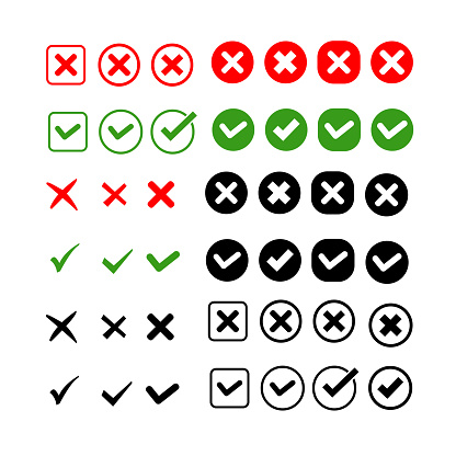 true false icon, for yes no questions, correct and incorrect