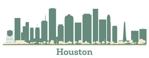 Vector illustration of Abstract Houston USA City Skyline with Color Buildings.