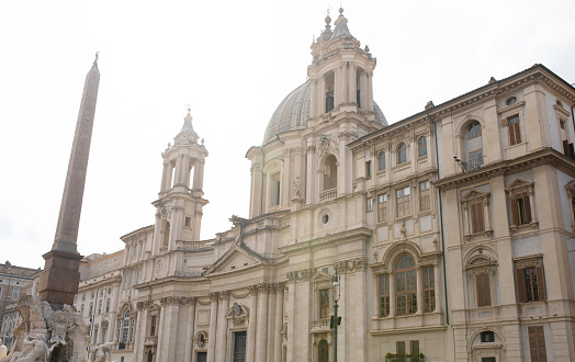 External view of Carlo Felice theater in De Ferrari square and statue of Giuseppe Garibaldi, Genova