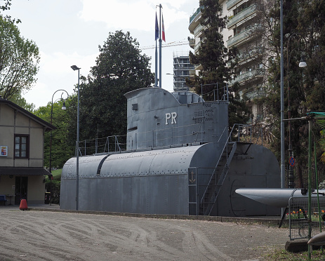 ancient  submarine anchored in Pointe-au-Pere, Bas-Saint-Laurent, Quebec