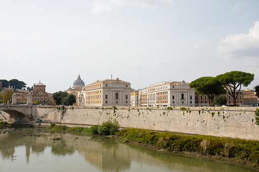 Rome, Italy 12 October 2022. Rome city and tiber river near Vatican, Italy