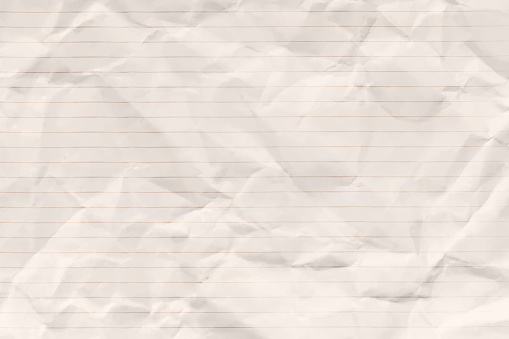 Plain white grunge wrinkled, creased or crumpled discarded paper horizontal vector backdrop with grey stripes or  lines or pattern all over. There is no text and no people. There is copy space allover like a notebook page. Can be used as back to school related backdrops templates.