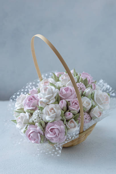 istock Zephyr bouquet of flowers in a gift box on a light background. 1501041928