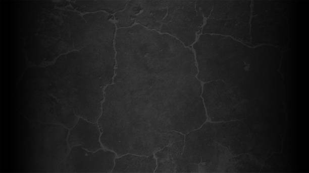 ilustrações, clipart, desenhos animados e ícones de efeito texturizado grunge de cor cinza escuro e preto textura rústica áspera sobre fundo vetorial vazio horizontal com uma textura de escala de cinza bagunçada com rachaduras como em uma parede pintada de gesso - paint peeling wall cracked