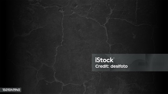 istock Dark grey and black colored grunge textured effect rough rustic texture over horizontal plain empty blank vector background with a messy grayscale texture with cracks as on a plastered painted wall 1501041940