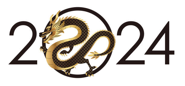 istock The Year 2024 Vector New Year’s Greeting Symbol With Dragon. 1501043495
