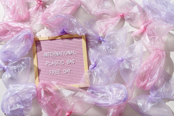 istock International Plastic Bag Free Day text on felt board with disposable plastic bags around. Waste reduction concept, zero waste, eco friendly, Sustainable life style, plastic free eco trend 1501044827