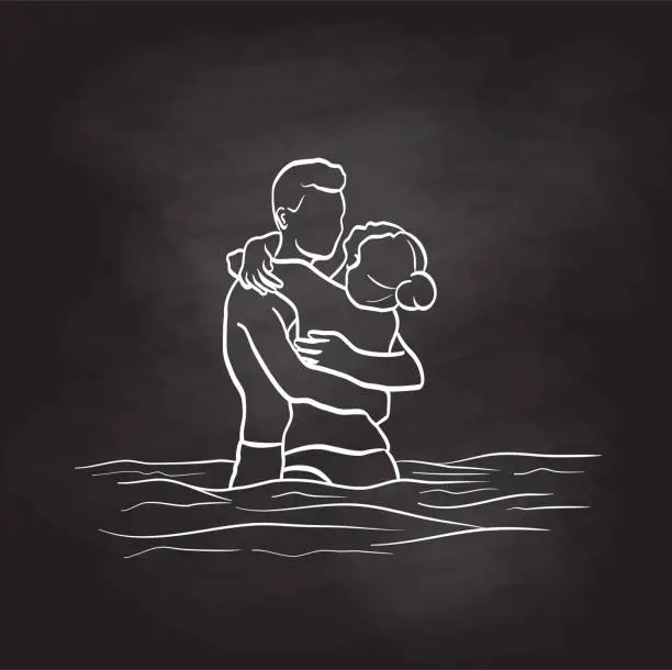 Vector illustration of Swimming in Love Blackboard