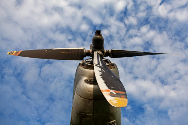 istock Power Park, Finland - June 21, 2022: a propeller plane engine from below 1501046462