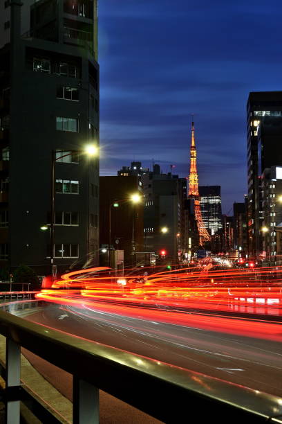 istock Illuminated Tokyo Tower and light traces seen from the Satsutsuji intersection 1501050298