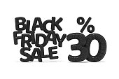 Black Friday Sale Balloons 30 percent off on White Background