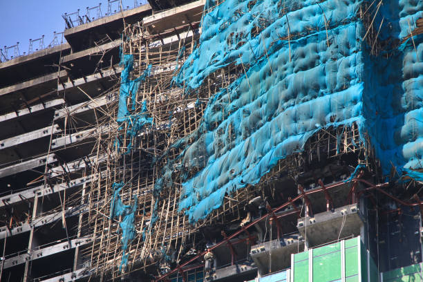 istock Aftermath of a Fire Broken out in a Building under Construction in Hong Kong 1501052036