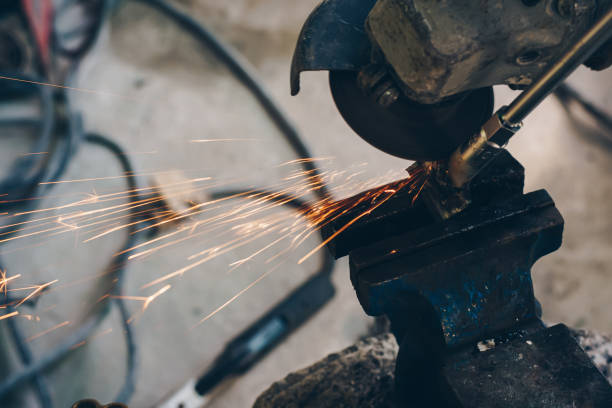 istock Metal working man hand steel grinder 1501052207