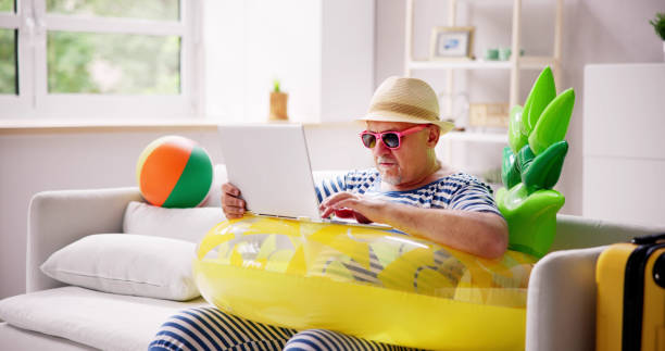 istock Funny Summer Holiday. Online Working Vacation 1501054645