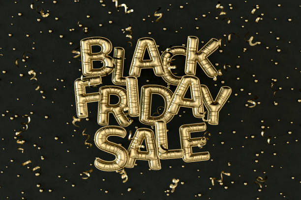 istock Black Friday Sale Balloons on Black Background 1501055108