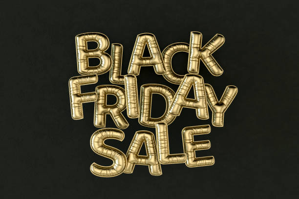 istock Black Friday Sale Balloons on Black Background 1501055139