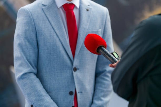 istock Businessman in media interview 1501055503
