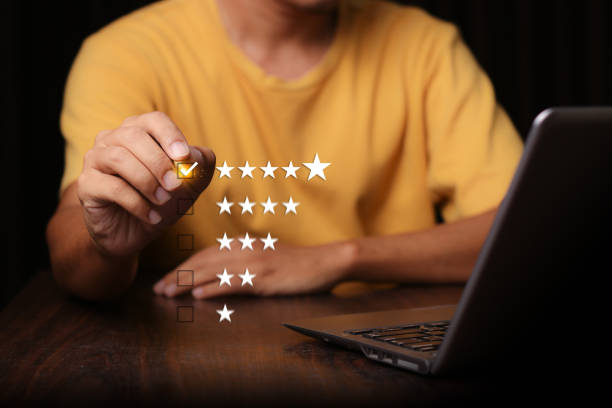 istock Customer Satisfaction Survey concept, 5-star satisfaction, service experience rating online application, customer evaluation product service quality, satisfaction feedback review, good quality most. 1501056575