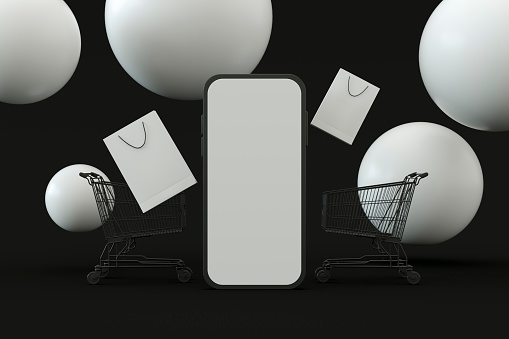 Black Friday Concept with Blank Screen Smart Phone. Digitally generated image.