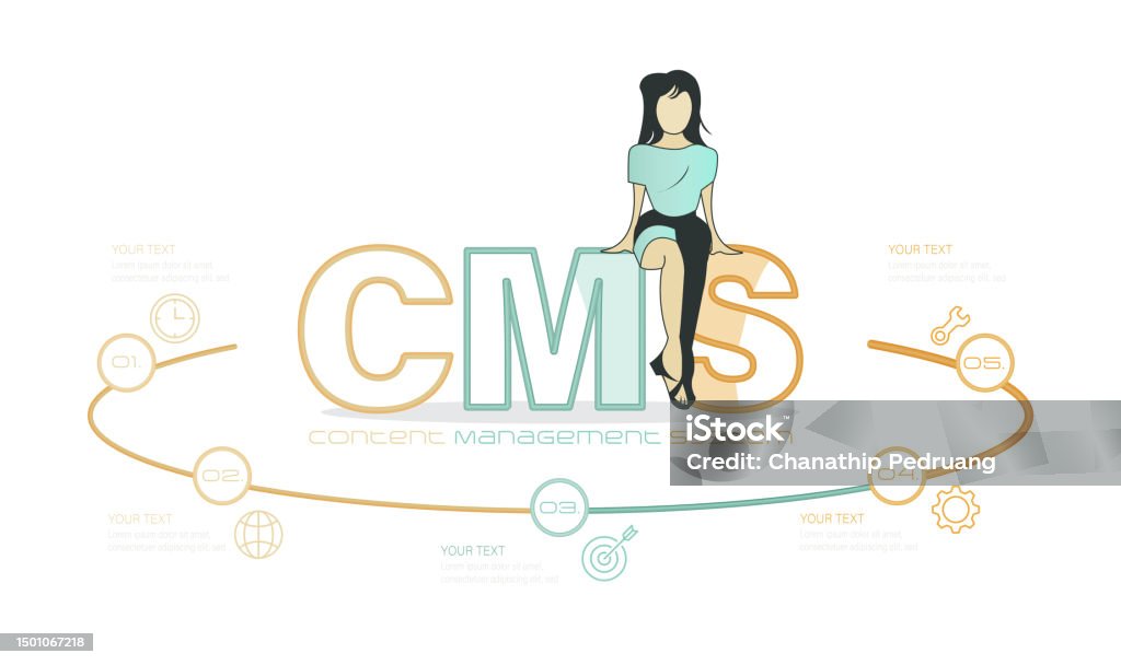 Contentmanagementsystem Infografik Design Stock Illustration