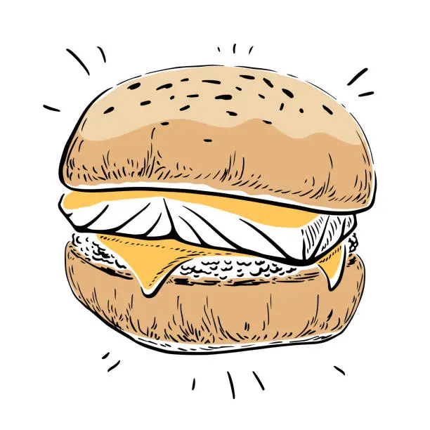 Vector illustration of Fish Burger
