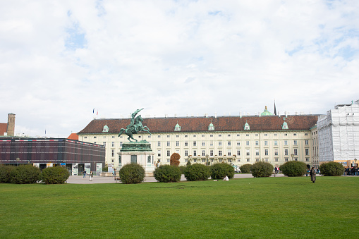 VIENNA, AUSTRIA- OCTOBER 14, 2022. Vienna, Austria. Famous Hofburg Palace with Heldenplatz in Wien, austrian capital city.