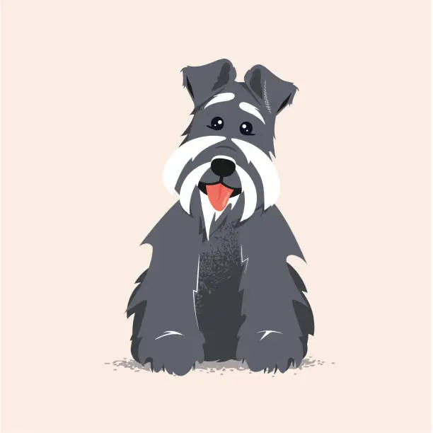 Vector illustration of Cute gray puppy. Vector illustration isolated on a light background