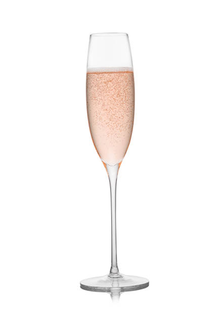 istock Original glass with pink rose champagne on white background. 1501077231