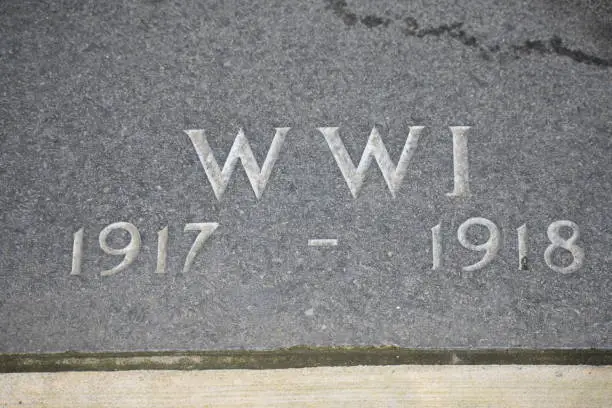 Photo of WWI Memorial Sign Engraved in Stone