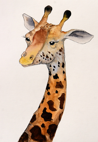 Watercolor painting of a giraffe
