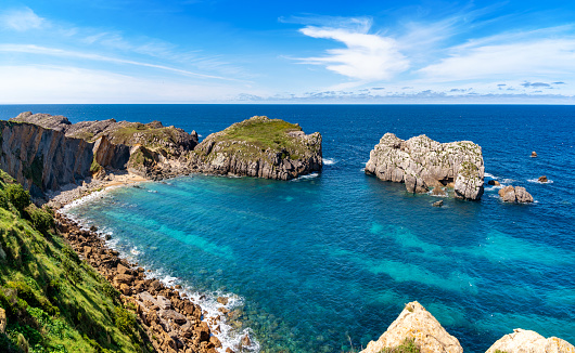 Costa Quebrada beach Playa de Somocuevas in Pielagos of Cantabria in northern Spain