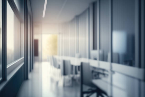 istock Defocused background image of a corridor in a modern office. 1501103599