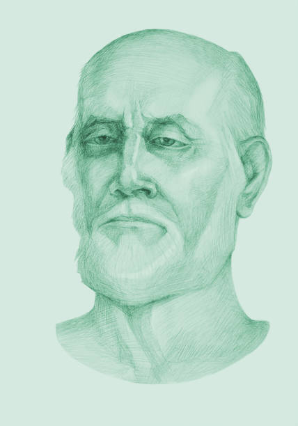istock illustration pencil drawing portrait of an elderly man with a gray beard on a green background 1501111347