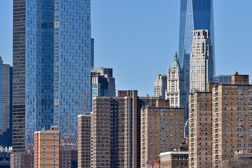 New York City - February 14, 2023: New York City buildings, Manhattan skyline in New York City, United States.