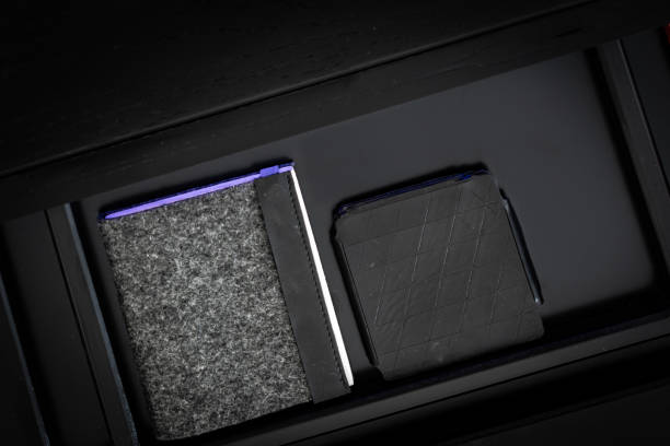 istock Top view of Wallet and notebook in open drawer 1501114909