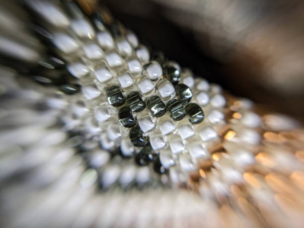 istock White and grey transparent beads close up. Macro photographic beads 1501118455