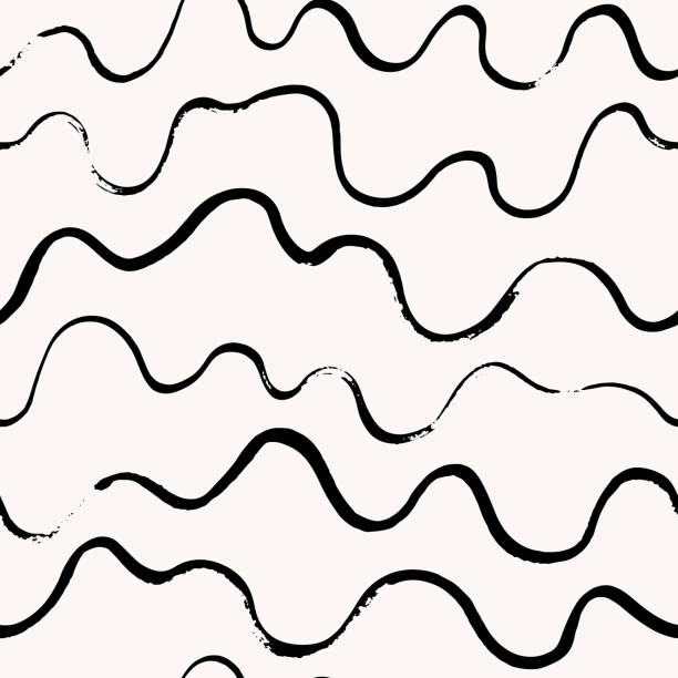 Seamless pattern with black waves vector art illustration