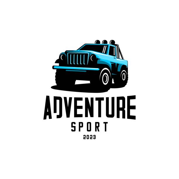 Off road adventure offroad car design vector, extreme sports car with white background rubber rocks stock illustrations