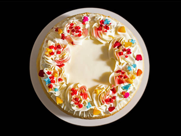 White vegan cake with colorful sparkles