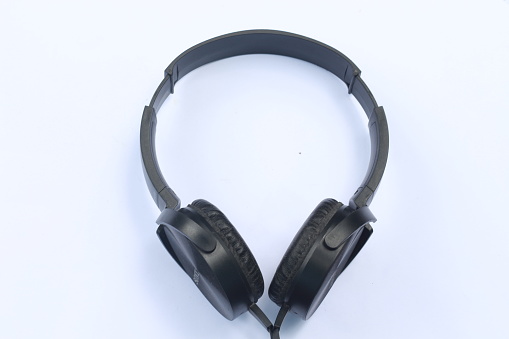 Black gaming headset isolated on white background