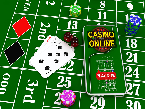 Casino mix element dice roulette stot poker cards