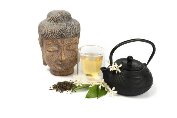 tè di gelsomino - tea jasmine tea green black foto e immagini stock